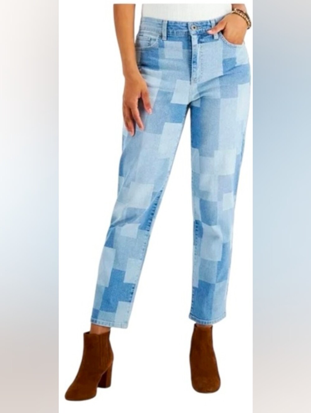 Style & Co Straight Ankle Leg Geometric Light wash Jeans